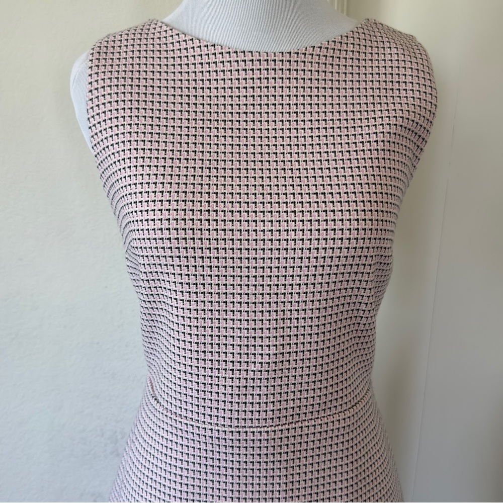 LOFT Dress Sleeveless Dress Fringe Hem Woven Pink Black Size 6 - Picture 5 of 14